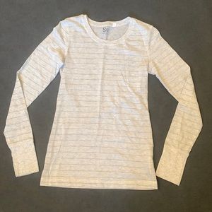 SO Women's Light Gray Striped Long Sleeve Tee